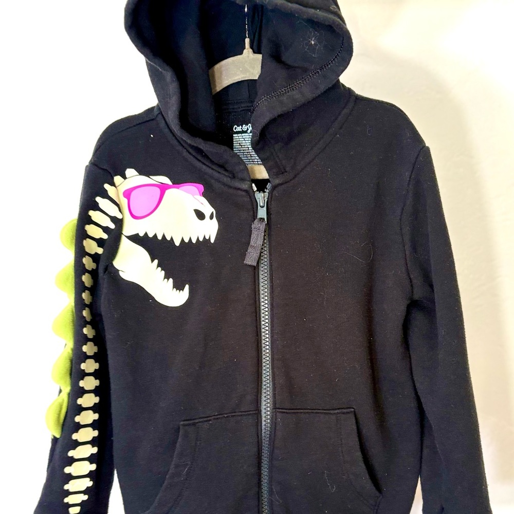 Cat & Jack Black Hoodie with Dinosaur Design